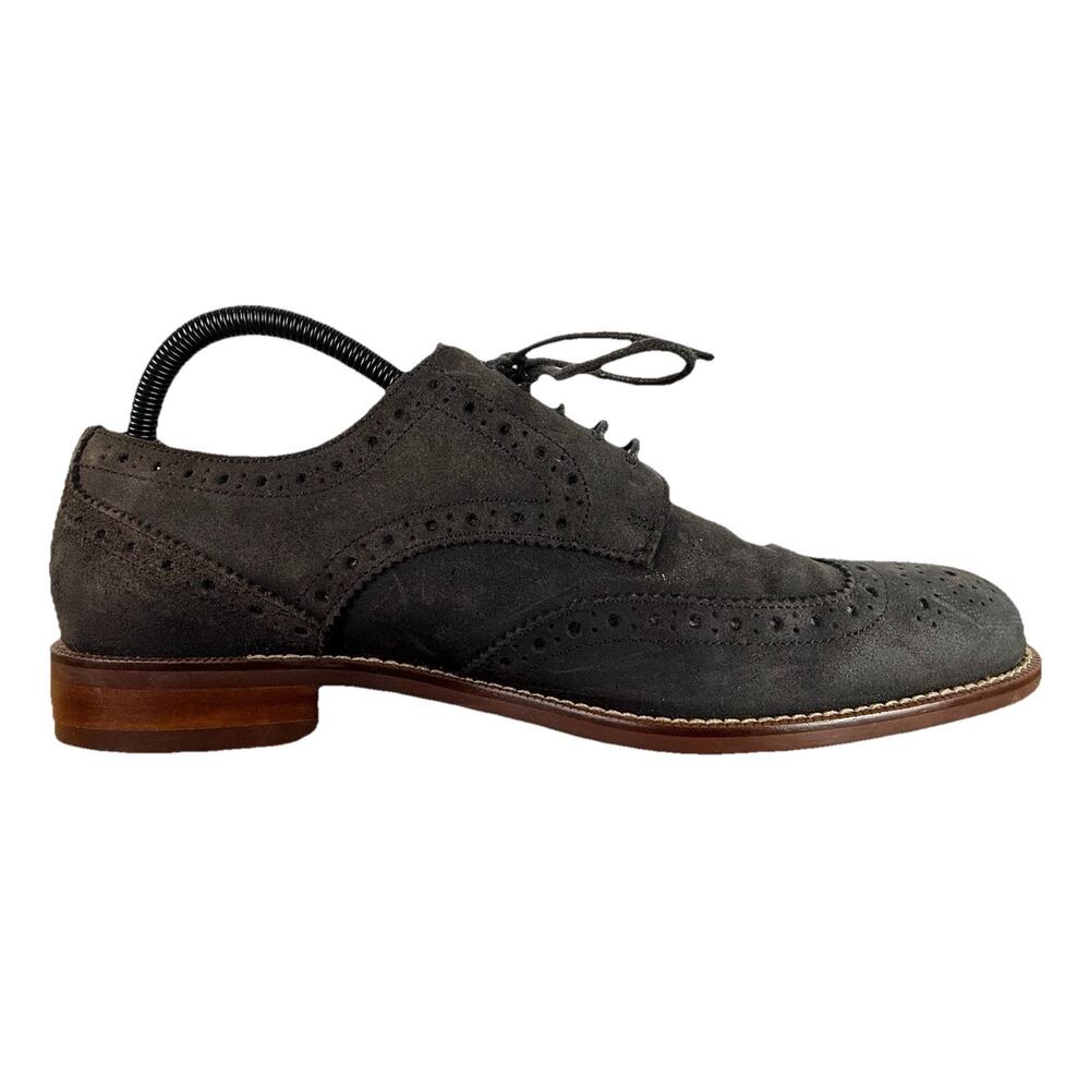 Joseph Abboud Mens Shoes 10.5 D Gray Suede Leather Wing Tip Fredrick Oxford - Picture 4 of 11